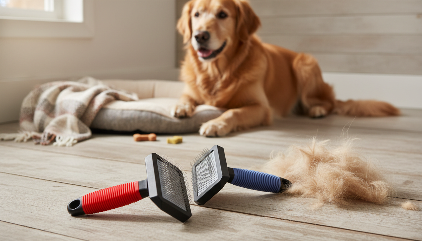 Long Stainless Steel Pin Brush for Dog Shedding Control