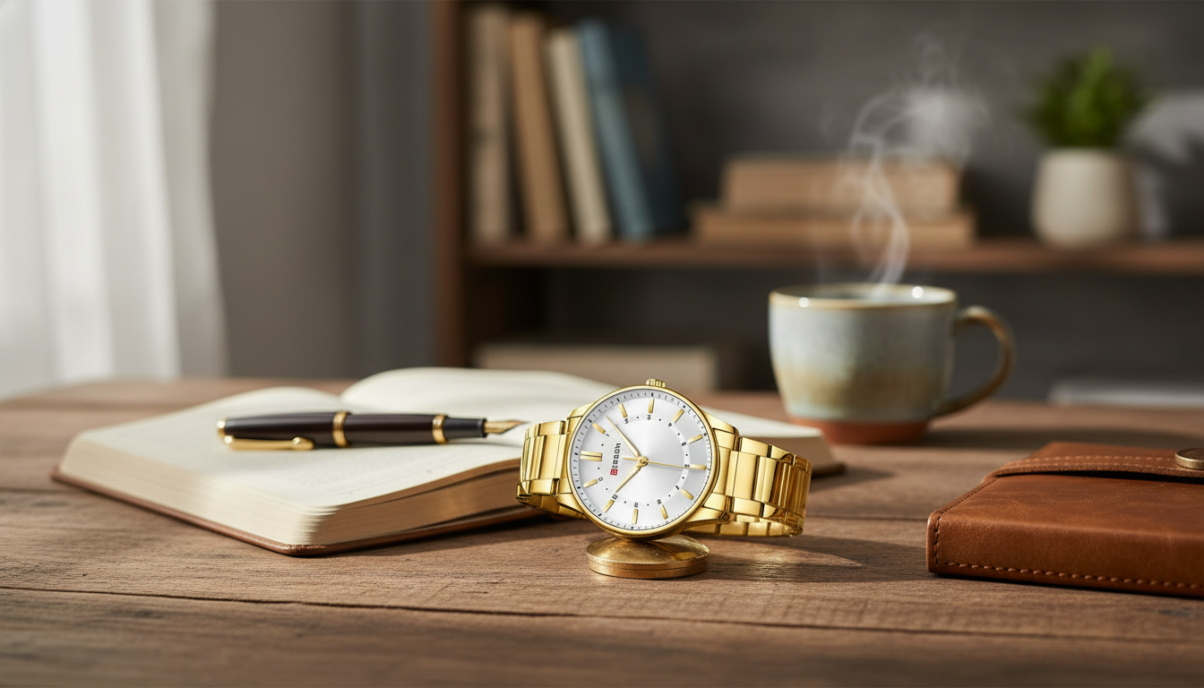 Polished Steel Quartz Watch for Men: Luxury on a Budget