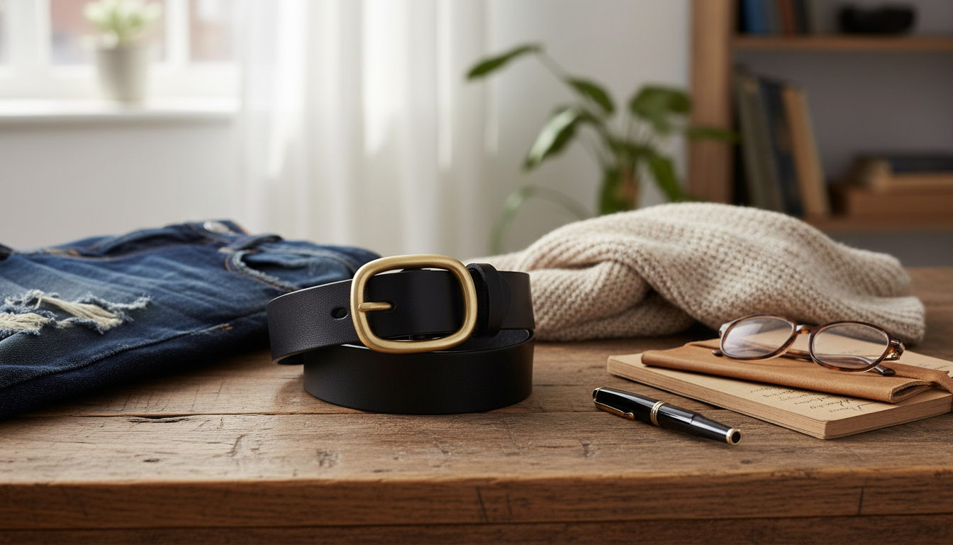 Retro Genuine Leather Belt with Copper Pin Buckle